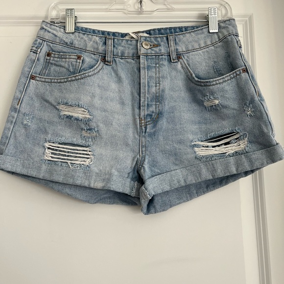 Distressed Blue Denim Shorts - Picture 1 of 1